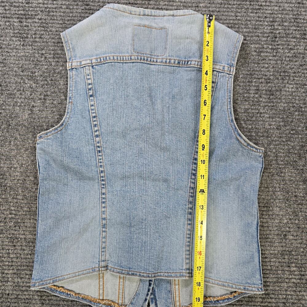 Levi’s Vest Womens Small Blue Denim Sleeveless Button Front Trucker - Picture 6 of 8